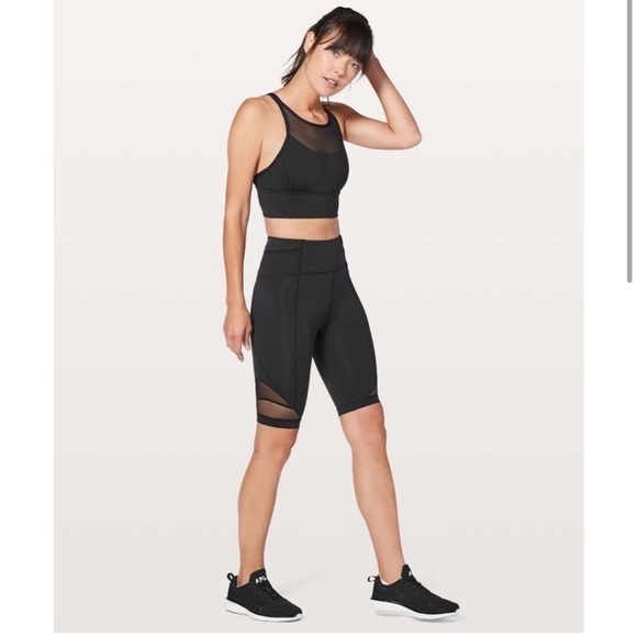 Lululemon black Biker shorts long with mesh - the Forget The Sweat Short - Picture 2 of 7